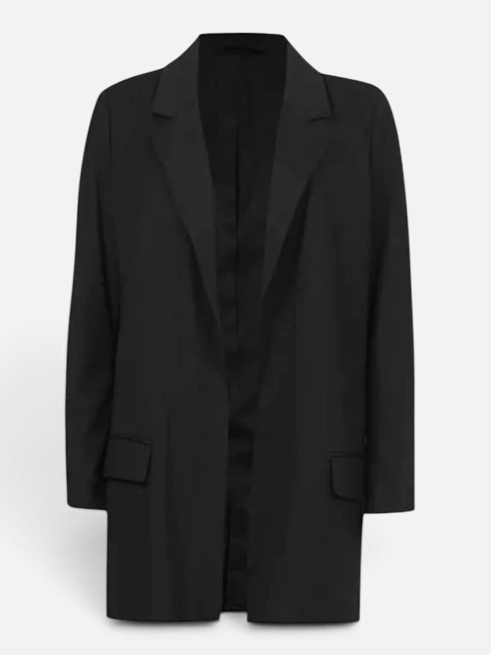 AllSaints Aleida Jersey Blazer Womens 2 Black Modal Open-front Jacket WT109V
